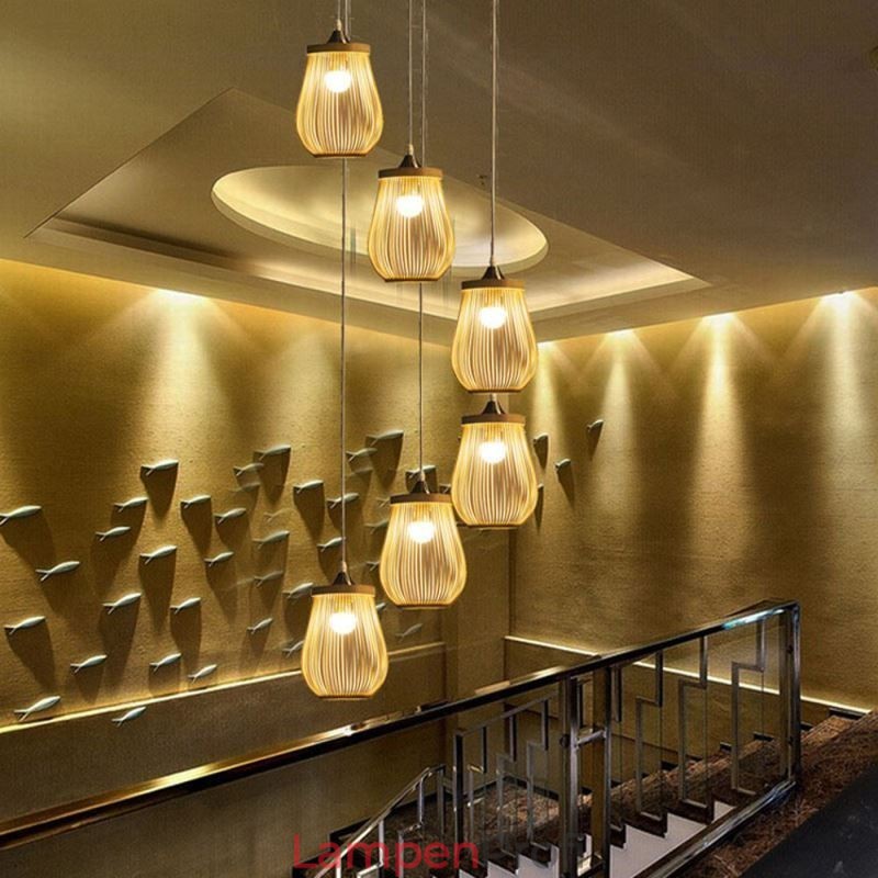 Hohlkäfig Pendelleuchte Moderne Bambus Pendelleuchte