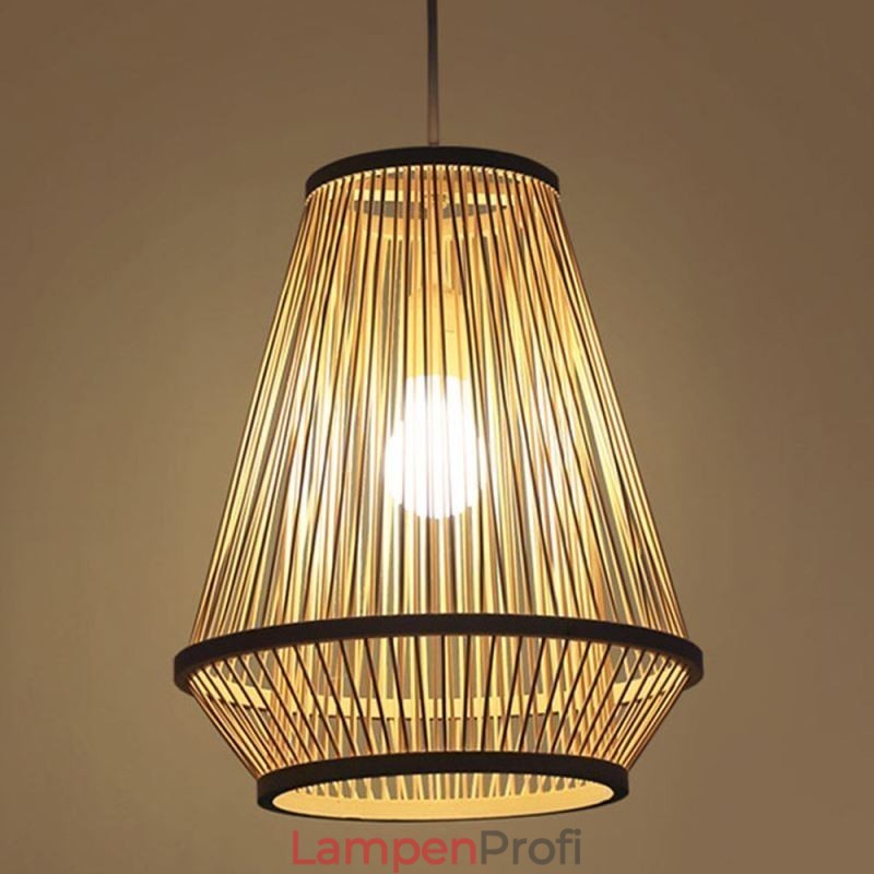 Hängelampe aus Bambusgeflecht für den Nachttisch