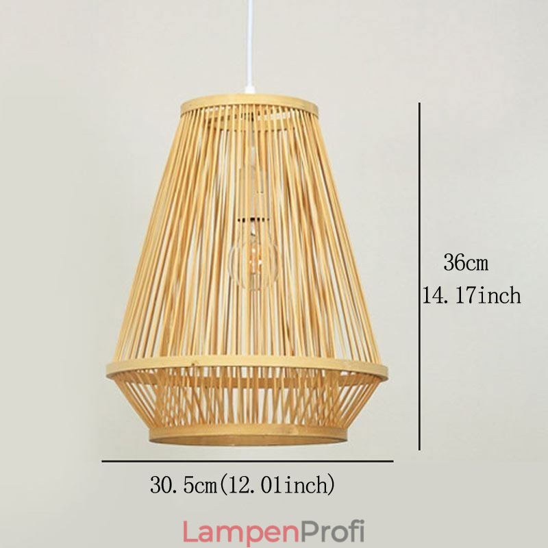 Hängelampe aus Bambusgeflecht für den Nachttisch
