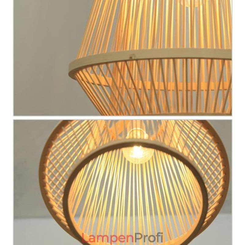 Hängelampe aus Bambusgeflecht für den Nachttisch