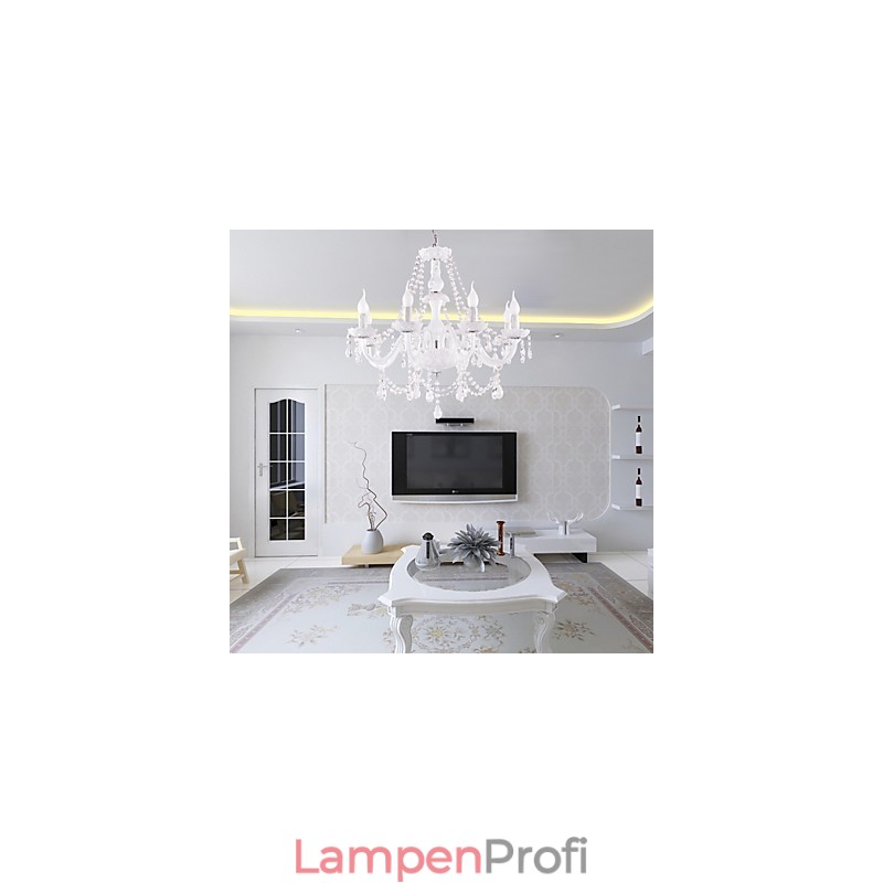 Kronleuchter Weiß Kristall Modern Living 8 Lichter