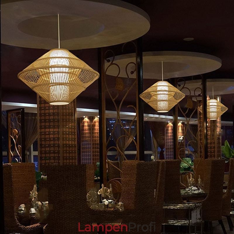 Bambus-Pendelleuchte im Gyroskop-Design