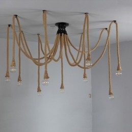 Retro-Stil 6 10 Köpfe Pendelleuchte Hanfseil Kronleuchter Vintage Deckenleuchte