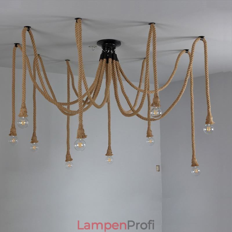 Retro-Stil 6 10 Köpfe Pendelleuchte Hanfseil Kronleuchter Vintage Deckenleuchte