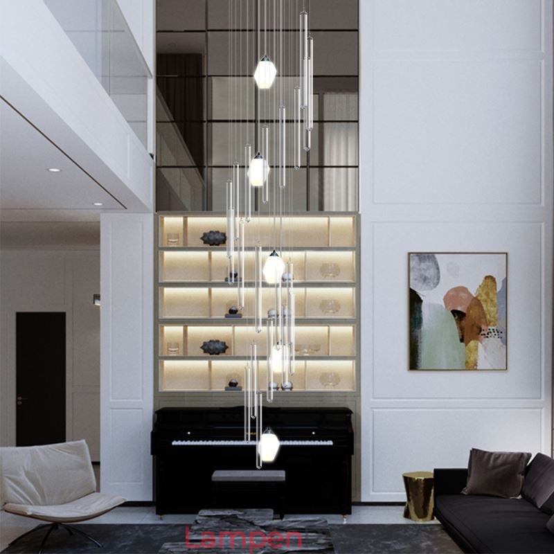 Cluster Pendelleuchte Moderne Große Anhänger Kristall Kronleuchter Duplex Treppe