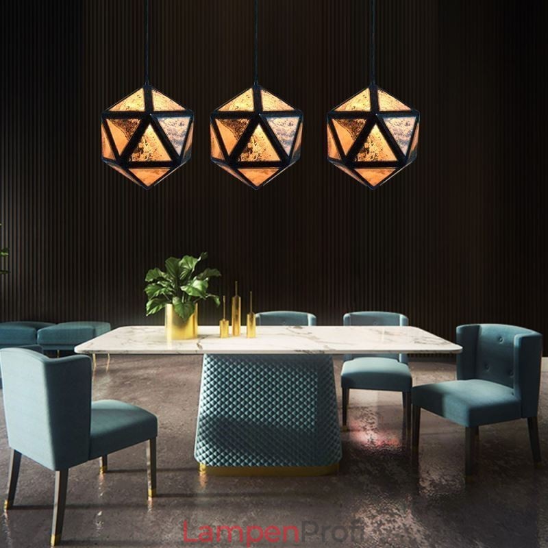 Geometrische Pendelleuchte in Rautenform, durchscheinendes 3D-Design