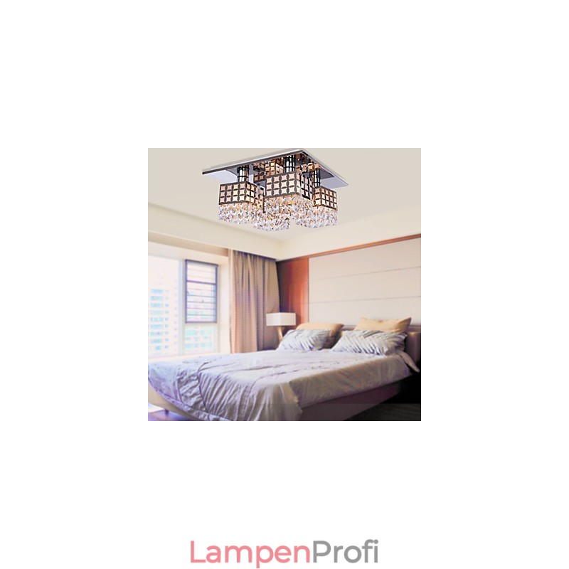 Kronleuchter Modern Kristall Edelstahl Wohnzimmer 4 Lichter