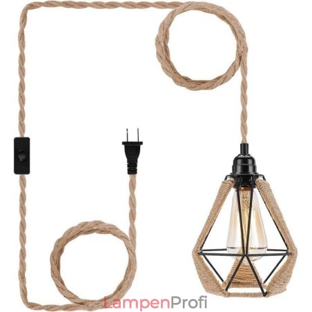 Retro Pendelleuchte Hanfseil Deckenleuchte 5M Hängedraht