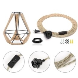 Retro Pendelleuchte Hanfseil Deckenleuchte 5M Hängedraht