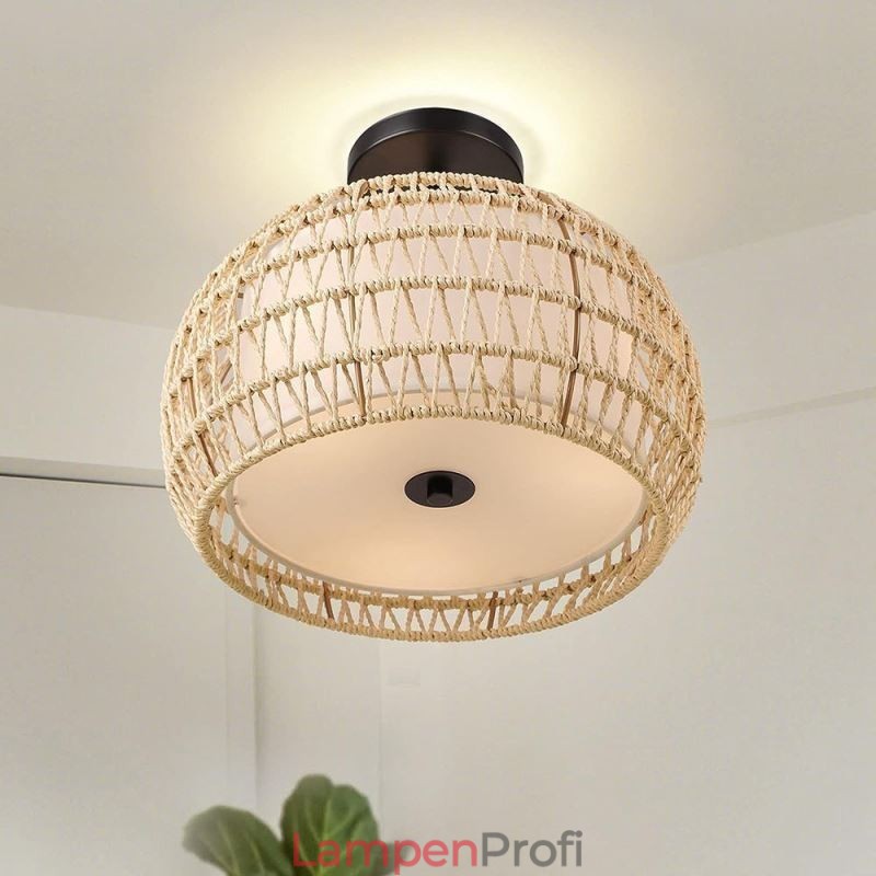 Deckenleuchte, rund, 32 cm, aus Papierseilstoff, 3 Lichter