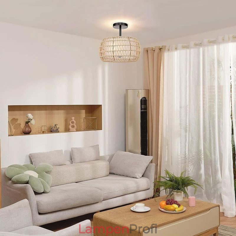 Deckenleuchte, rund, 32 cm, aus Papierseilstoff, 3 Lichter