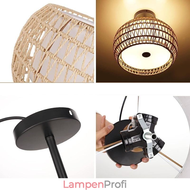 Deckenleuchte, rund, 32 cm, aus Papierseilstoff, 3 Lichter