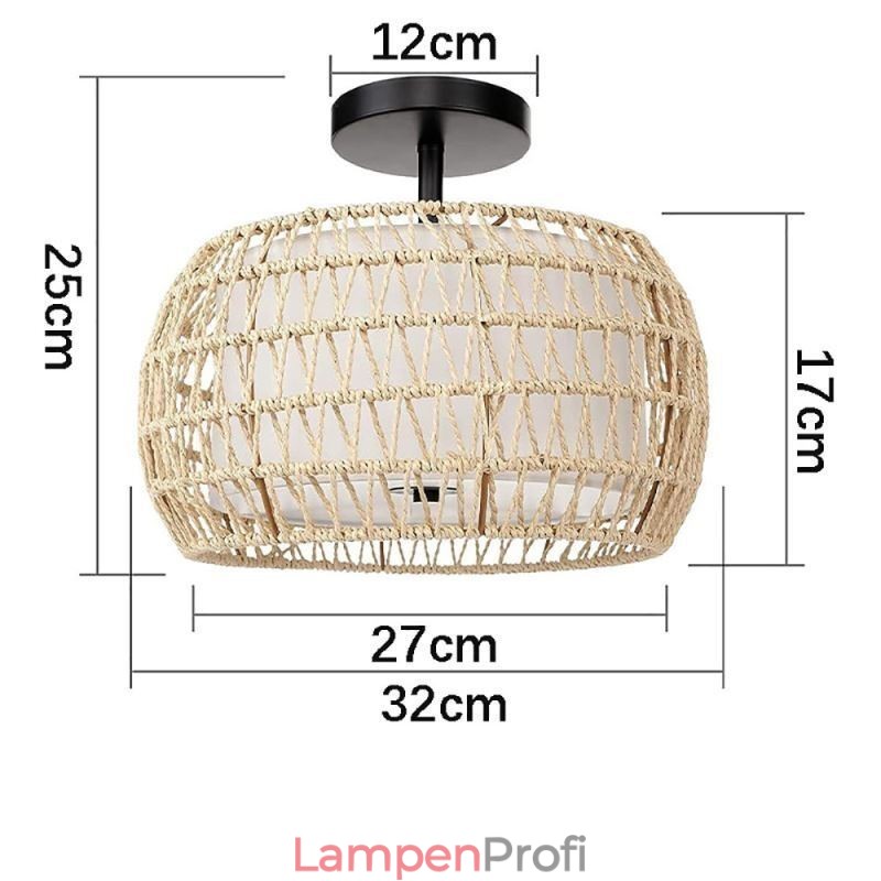 Deckenleuchte, rund, 32 cm, aus Papierseilstoff, 3 Lichter