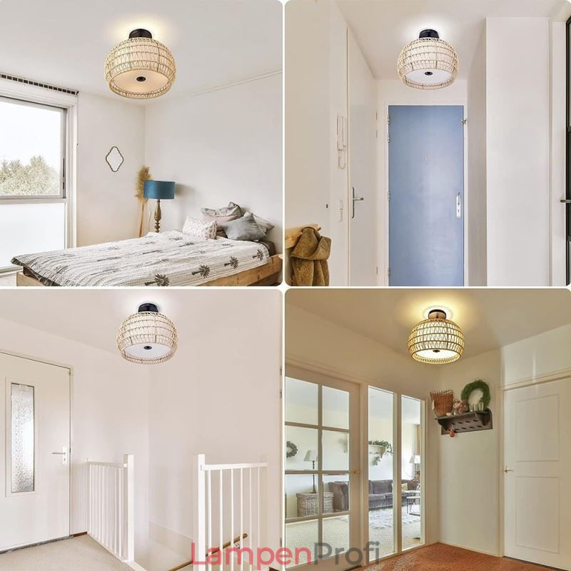Deckenleuchte, rund, 32 cm, aus Papierseilstoff, 3 Lichter