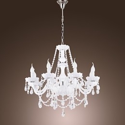 Kronleuchter Weiß Kristall Modern Living 8 Lichter