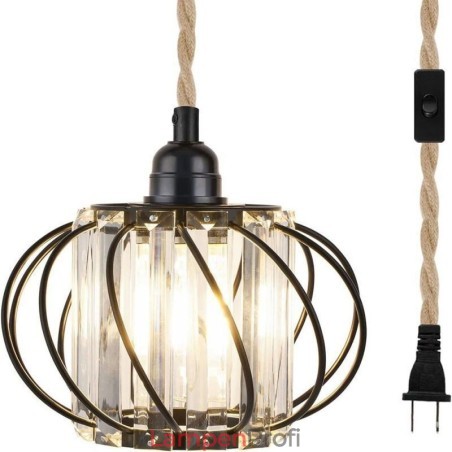 Retro Country Deckenleuchte Hanfseil Eisen Nachttisch Pendelleuchte mit Stecker Retro Country Deckenleuchte Hanfseil Eisen Nachttisch Pendelleuchte mit Stecker