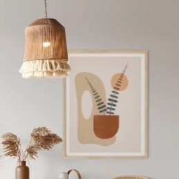 Rustikale Pendelleuchte im böhmischen Stil, Hanfseil-Quasten-Deckenleuchte