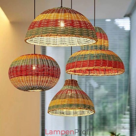 Bambus und Rattan Pendelleuchte bunt gestreift Intervall handgewebte Lampenschirm Deckenleuchte Bambus und Rattan Pendelleuchte bunt gestreift Intervall handgewebte Lampenschirm Deckenleuchte