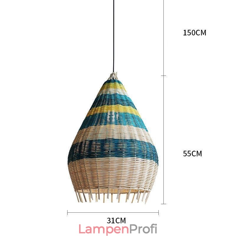 Bambus und Rattan Pendelleuchte gestreift Intervall handgewebte Lampenschirm Deckenleuchte