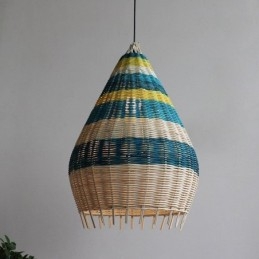 Bambus und Rattan Pendelleuchte gestreift Intervall handgewebte Lampenschirm Deckenleuchte