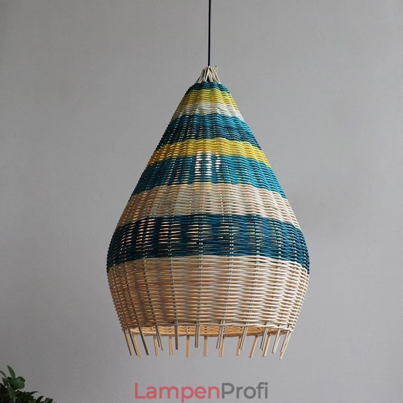 Bambus und Rattan Pendelleuchte gestreift Intervall handgewebte Lampenschirm Deckenleuchte