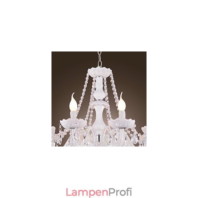 Kronleuchter Weiß Kristall Modern Living 8 Lichter