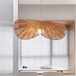 Retro Pendelleuchte Kreative Wabi Sabi Strohhut Hanfseil Deckenleuchte