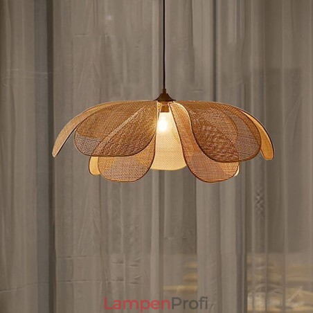 Rattan Blütenblatt Pendelleuchte Wabi Sabi Stil Handgewebte Rattan Deckenleuchte Rattan Blütenblatt Pendelleuchte Wabi Sabi Stil Handgewebte Rattan Deckenleuchte