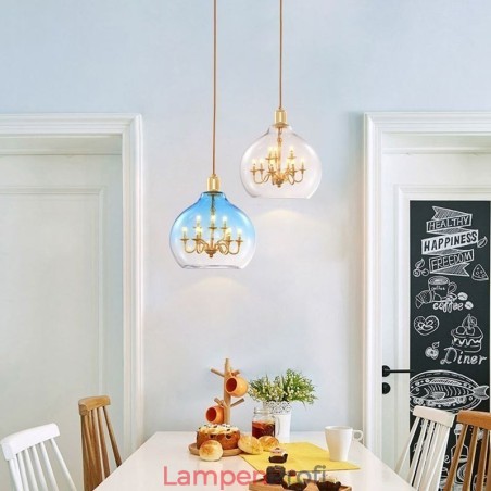 Glas Pendelleuchte Moderne Minimalistische Schmiedeeisen Deckenleuchte 9 Lichter