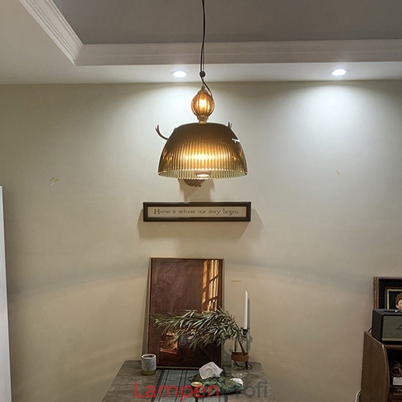 Faltenrock Glas Pendelleuchte Moderne minimalistische Schmiedeeisen kleine Deckenleuchte