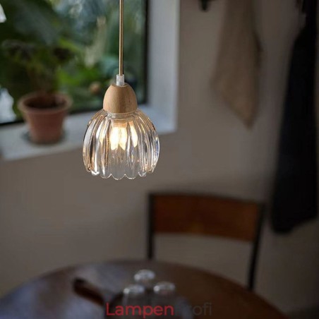 Glas Pendelleuchte Retro Pastoralen Stil Insel Deckenleuchte Gummi Holz Dekorative Lampe
