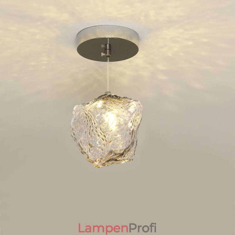 Glas Pendelleuchte Retro Dekolampe Eiswürfelförmiger Lampenschirm