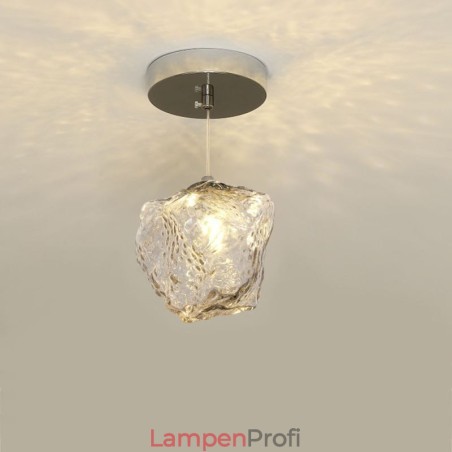 Glas Pendelleuchte Retro Dekolampe Eiswürfelförmiger Lampenschirm Glas Pendelleuchte Retro Dekolampe Eiswürfelförmiger Lampenschirm