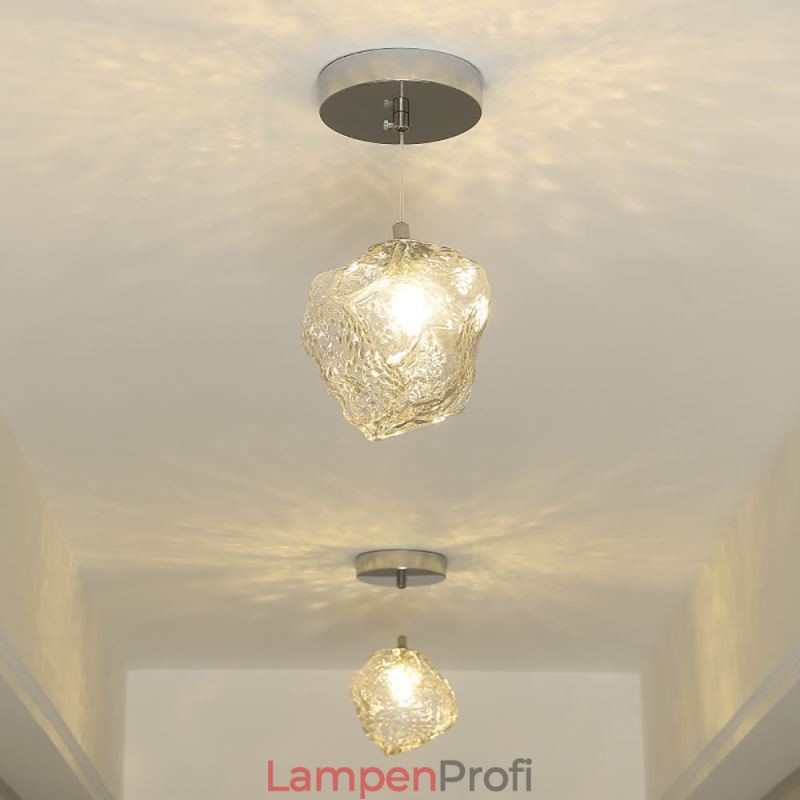 Glas Pendelleuchte Retro Dekolampe Eiswürfelförmiger Lampenschirm