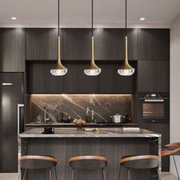 Moderne Pendelleuchte aus Glas, Deckenleuchte aus Schmiedeeisenglas