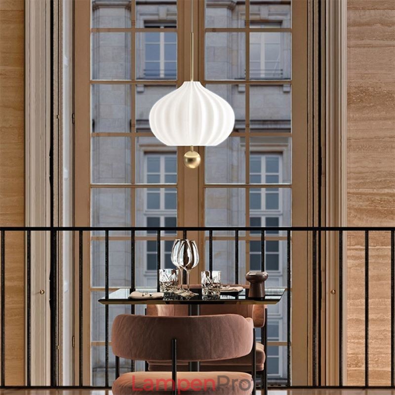 Moderne Pendelleuchte aus weißem Glas in Kugelform, minimalistische Deckenleuchte