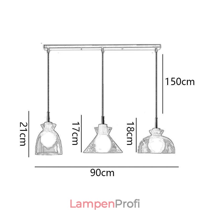 Moderne einfache Pendelleuchte wasserdurchlässiges Glas 3 Deckenleuchte Nachttischlampe