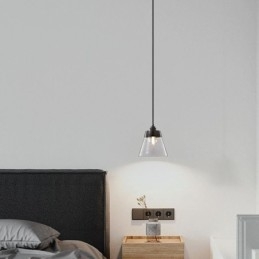 Moderne Pendelleuchte aus Glas, einzelne Hängeleuchte mit klarem Glasschirm