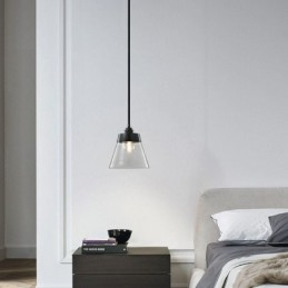 Moderne Pendelleuchte aus Glas, einzelne Hängeleuchte mit klarem Glasschirm
