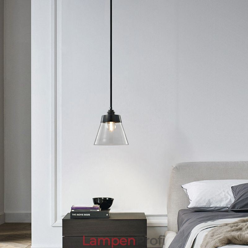 Moderne Pendelleuchte aus Glas, einzelne Hängeleuchte mit klarem Glasschirm