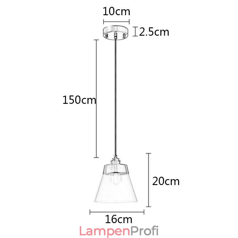 Moderne Pendelleuchte aus Glas, einzelne Hängeleuchte mit klarem Glasschirm