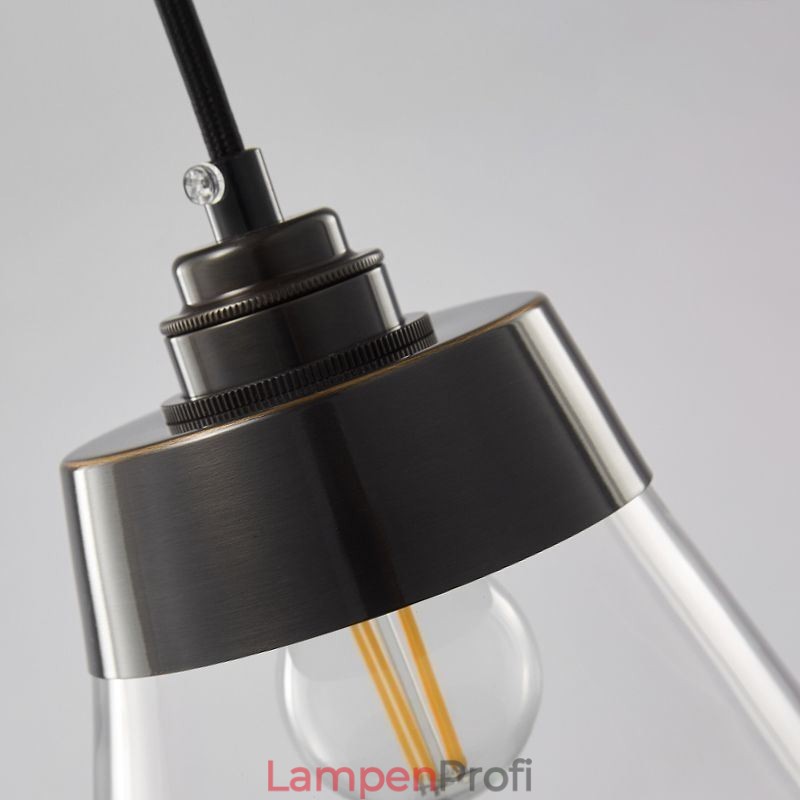 Moderne Pendelleuchte aus Glas, einzelne Hängeleuchte mit klarem Glasschirm