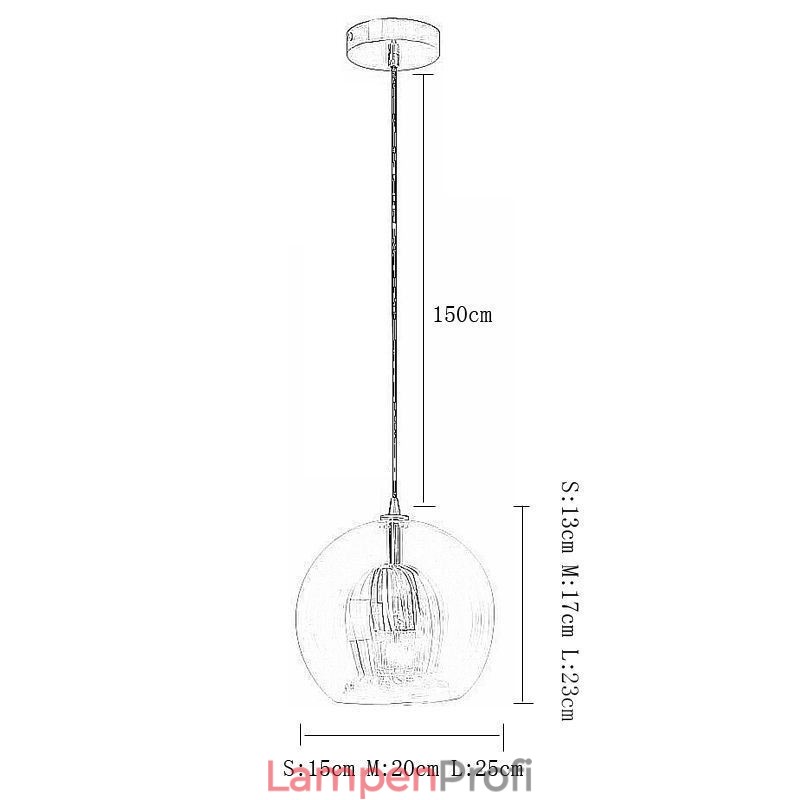 Moderne Pendelleuchte aus Glas mit Einzelkopf