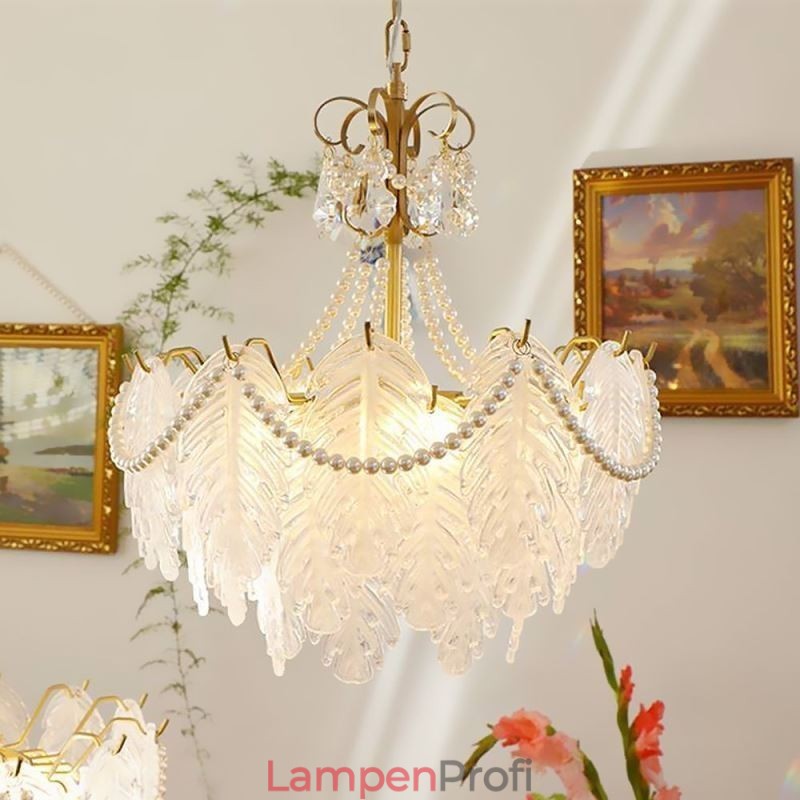 Europäische Glas Pendelleuchte Postmoderne Blatt Hängeleuchte