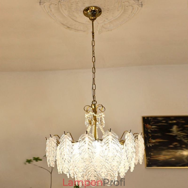 Elegante Glas-Pendelleuchte Blatt-Hängeleuchte