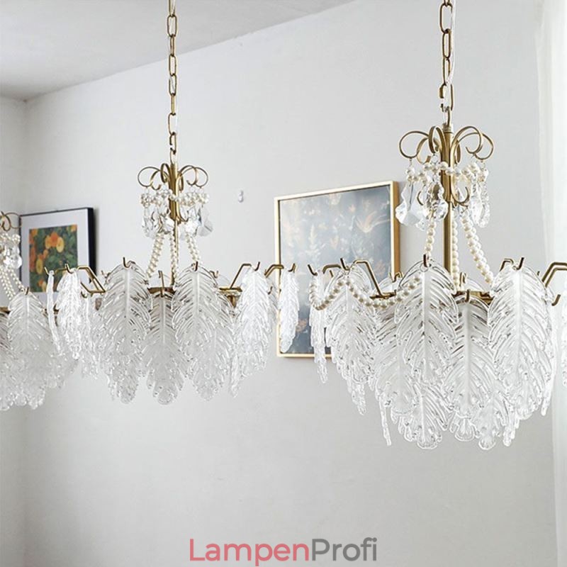 Elegante Glas-Pendelleuchte Blatt-Hängeleuchte