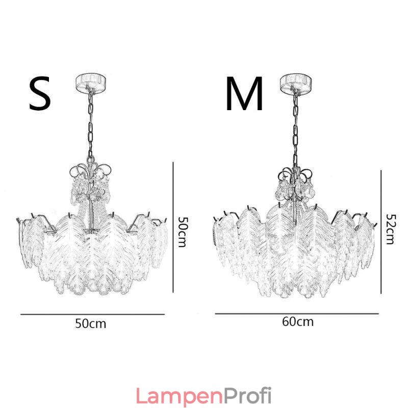 Elegante Glas-Pendelleuchte Blatt-Hängeleuchte