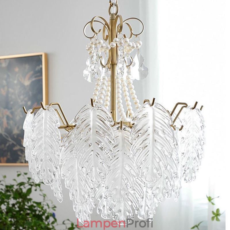 Elegante Glas-Pendelleuchte Blatt-Hängeleuchte