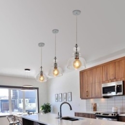 Moderne Eisen Pendelleuchte Kürbis Glas Hängeleuchte