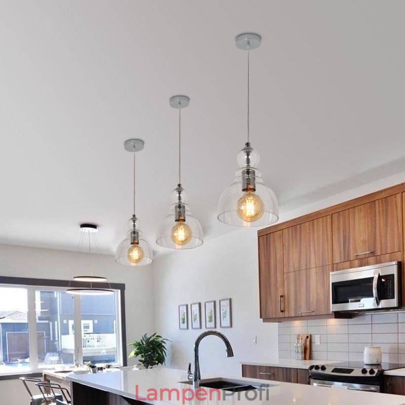 Moderne Eisen Pendelleuchte Kürbis Glas Hängeleuchte